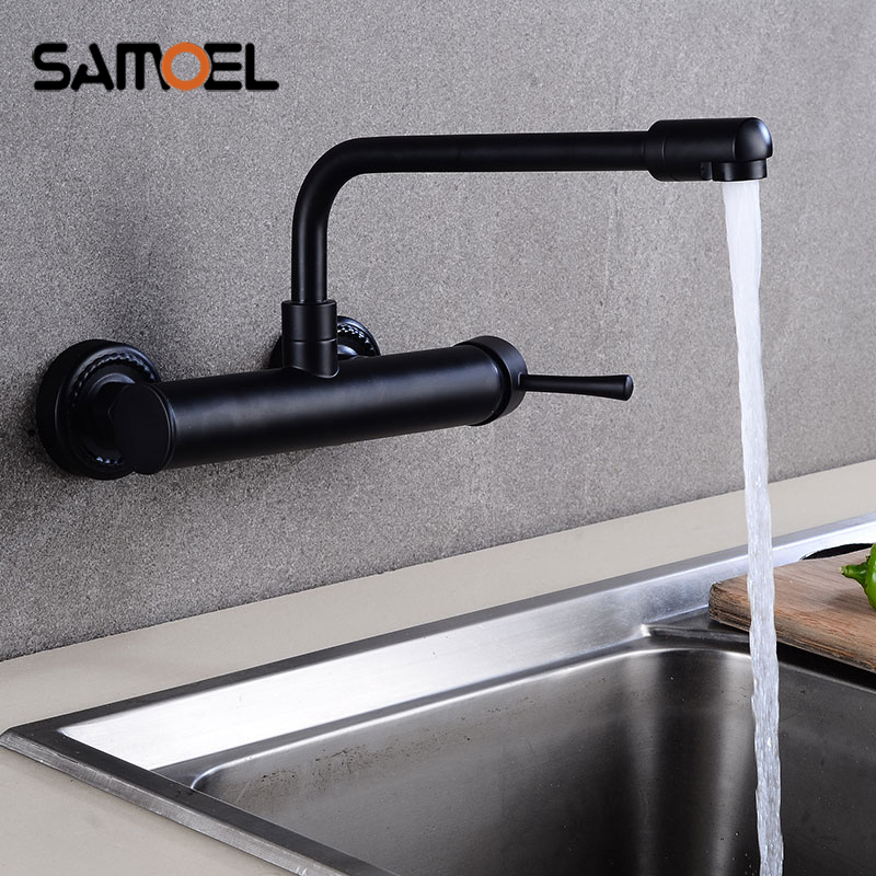 Commercial Kitchen Faucet - New Arrival Brass Wall Mounted Black