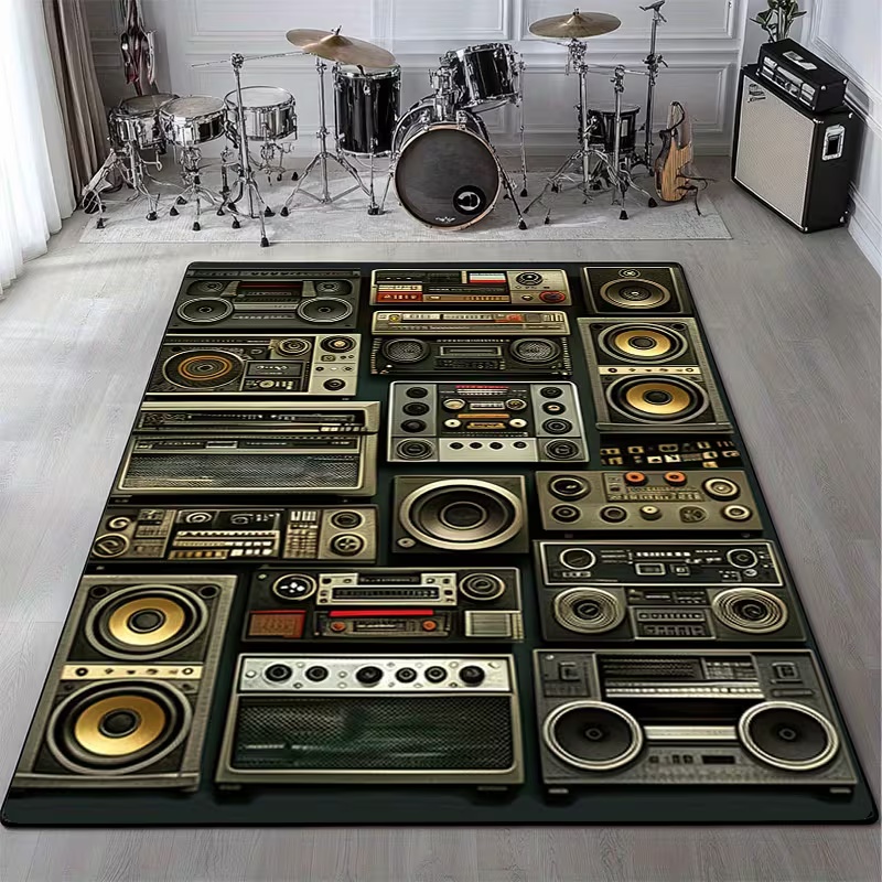 Commercial Kitchen Non Slip Flooring - Classic Music Vintage Vinyl Record Carpet