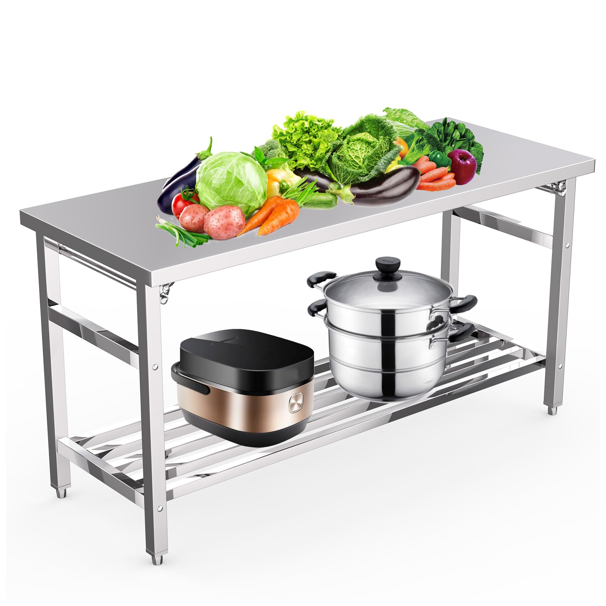 60*24 Inch Stainless Steel Pre - Commercial Kitchen Bench ulasan dan harga