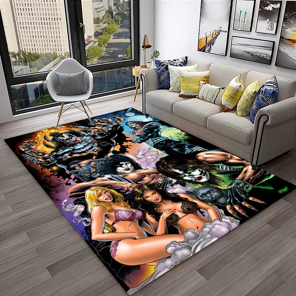 Retro KISS Rock Band Carpet Ru - Commercial Kitchen Non Slip Flooring ulasan dan harga