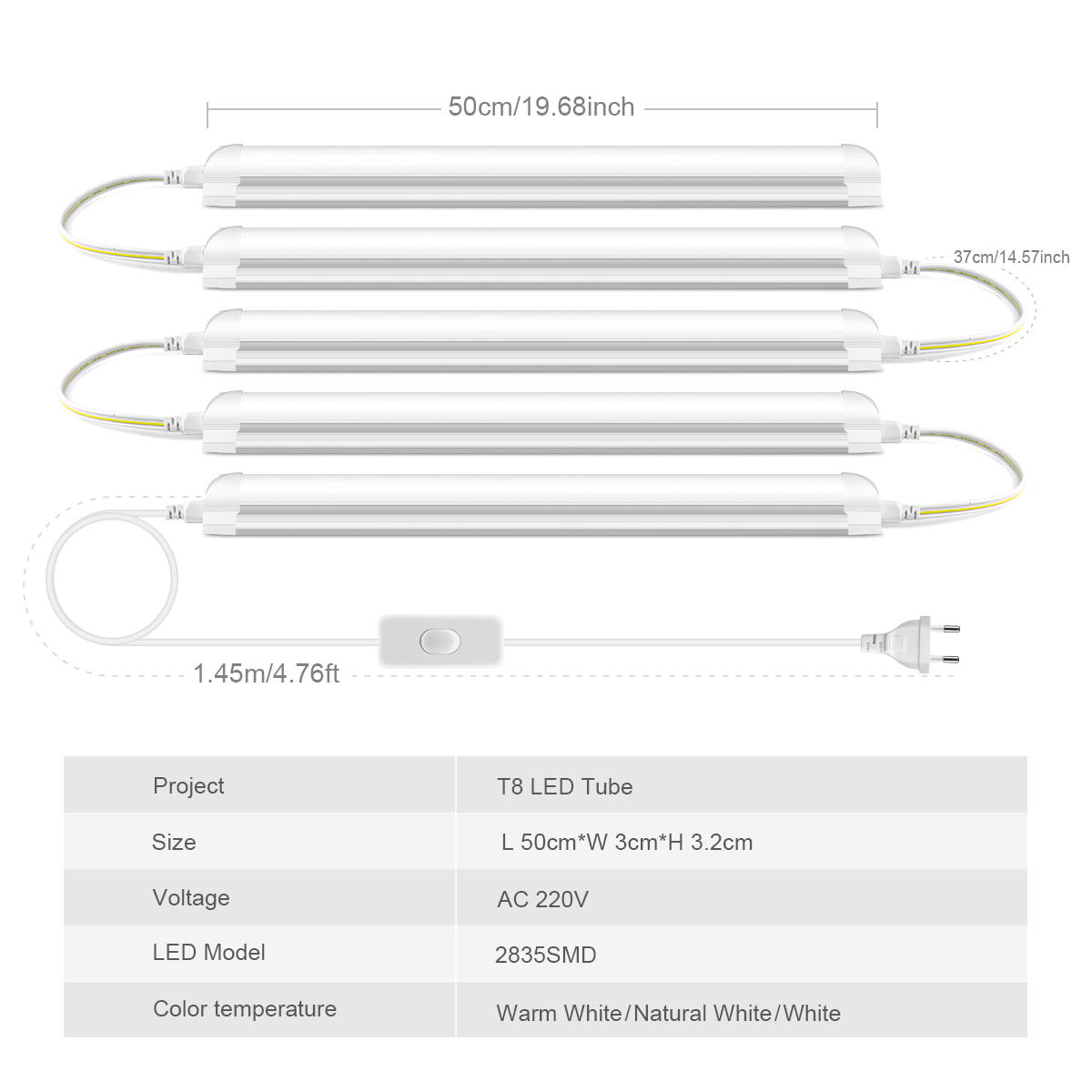 AC220V EU Plug T8 LED Tube Lig - Commercial Kitchen Ceiling ulasan dan harga
