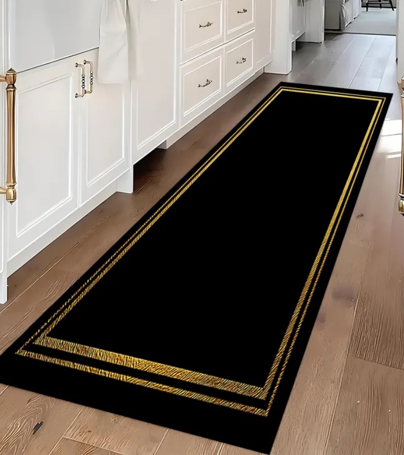 Luxury Black Gold Greek Key Bo - Commercial Kitchen Non Slip Flooring ulasan dan harga