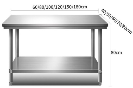 Stainless Steel Double Layer W - Commercial Kitchen Bench ulasan dan harga