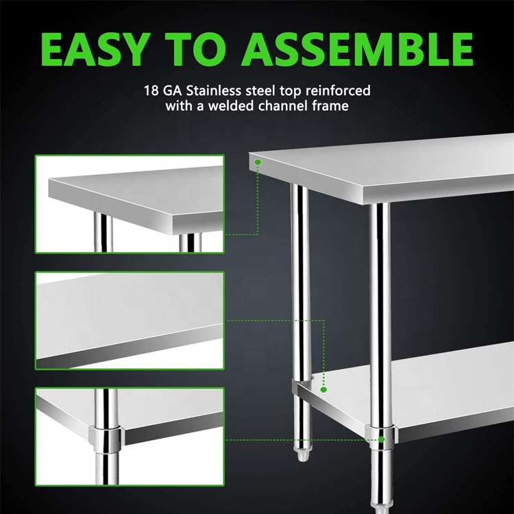 201/304 Adjustable Height Stai - Commercial Kitchen Bench ulasan dan harga